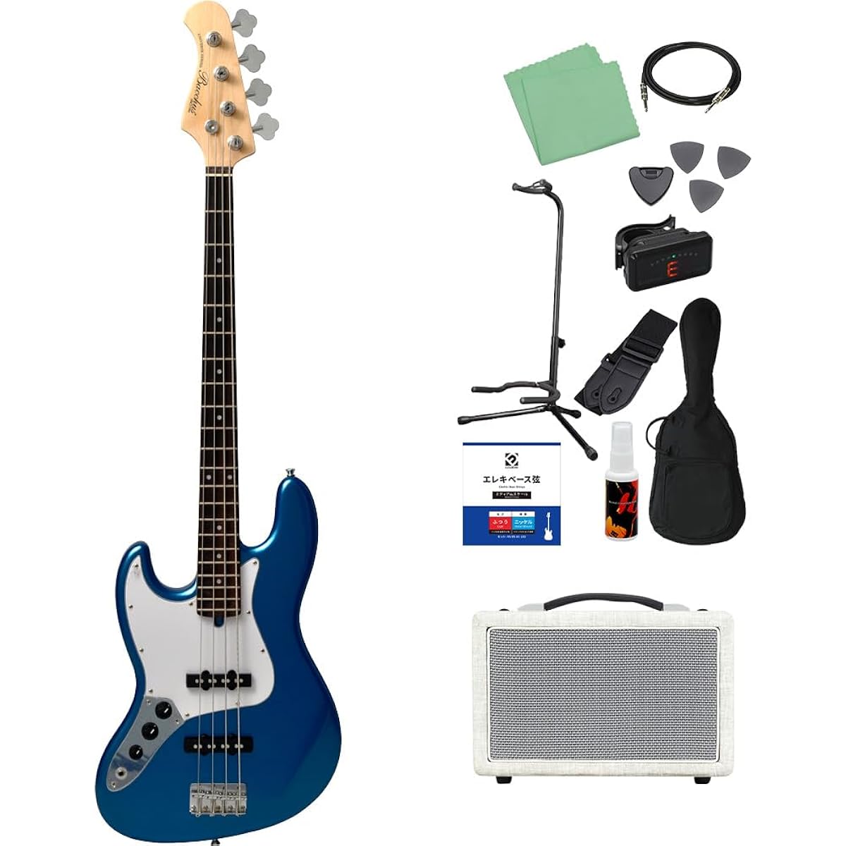 Bacchus BJB-1R-LH DLPB Dark Lake Placid Left-handed Bass Beginner 12-piece set [Shimamura Music's best-selling bass amp included] Jazz bass type Left-handed Bacchus