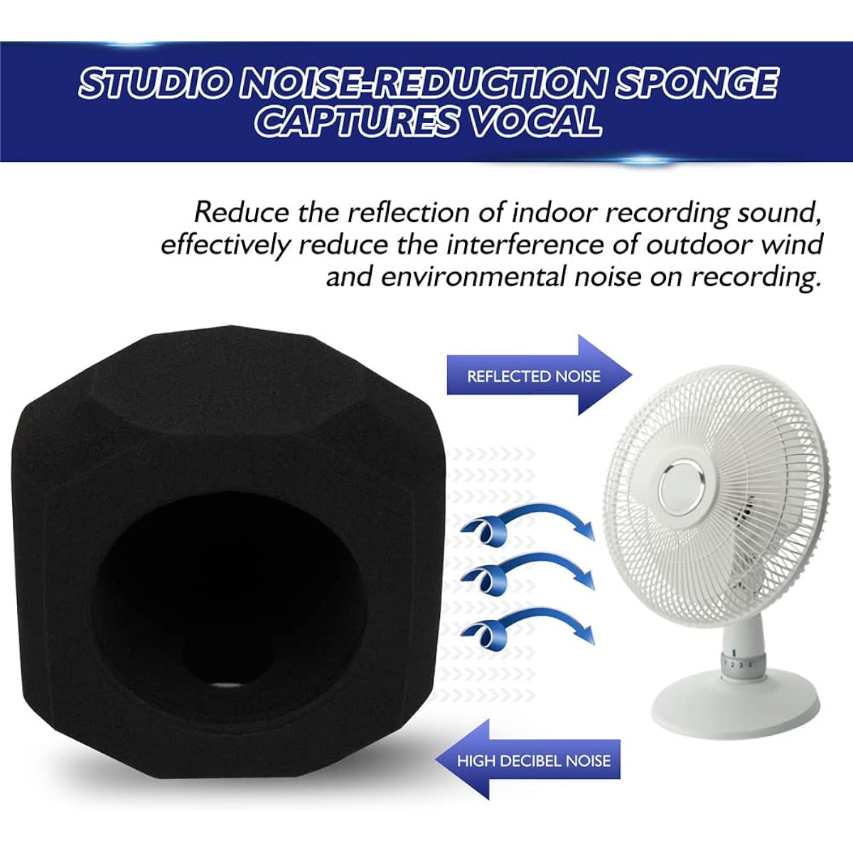 Panchitalk Microphone Pop Filter Soundproof Foam Cover Windproof Noise Reduction Absorbing Sponge Cover for Home Live Studio
