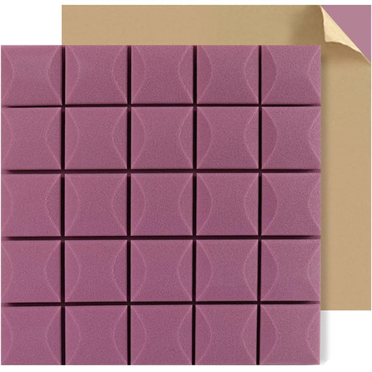 Anti-Noise 10PCS Thick Acoustic Panels, Color Square Soundproof Foam Panels Self-Adhesive Acoustic Soundproof Mat for Office Conference Room Walls (Blue 50*50*5CM) (Purple 50
