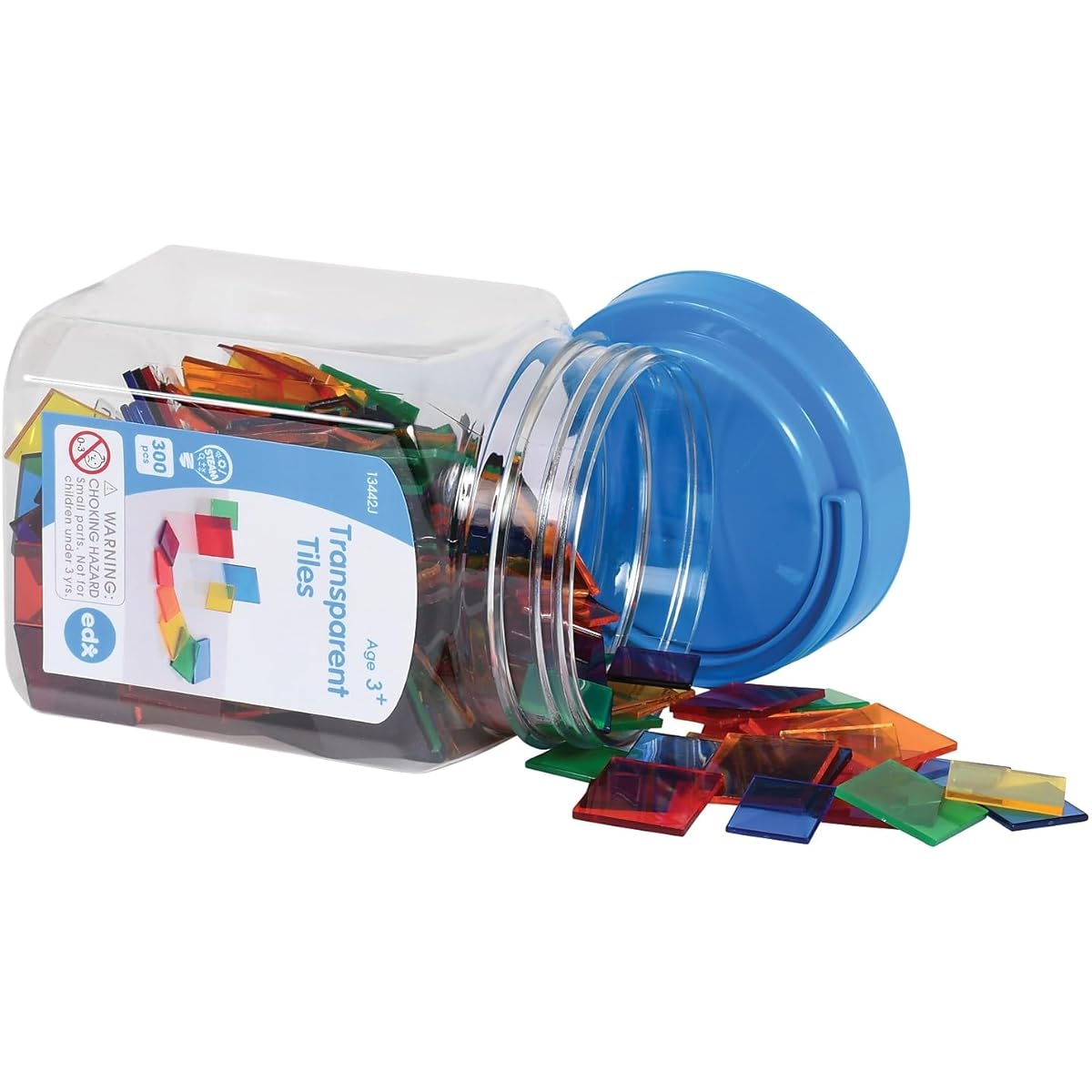edx education transparent tiles - mini jars - colorful plastic squares - light box accessories - sensory play - math operations