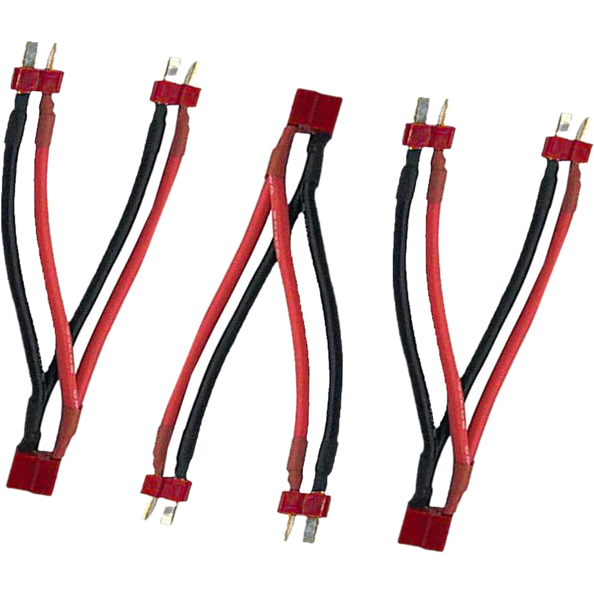 skrnrhrery 3Pcs T Plug Serial Parallel Series Battery Extension Cable Connector 14awg 10cm Silicone Cord 1 Female to 2 Male for RC Mod Helicopter Quadcopter (T Plug Parallel Connector)