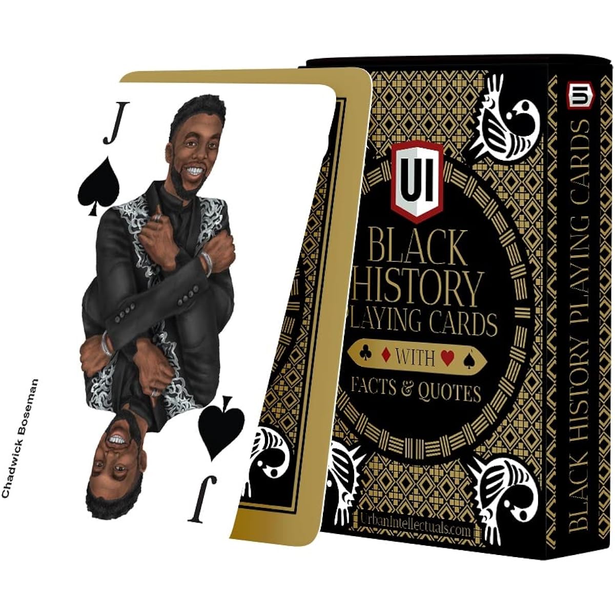 Urban Intlectuals Black History Lamp - Custom Illustrations, Quotes, Facts - Poker Size, Gold Foil Tuck Box, Gold Foil Card Back