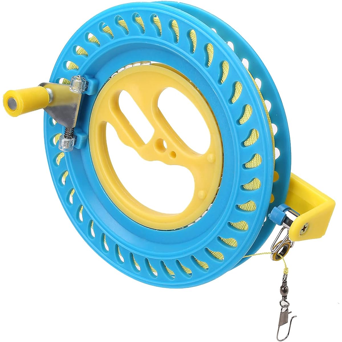 Glow Castle Professional Outdoor Kite String Flight Tool Winder Handle Scroll Wheel Lock Kite Line Wheel - 6.2" (Blue)