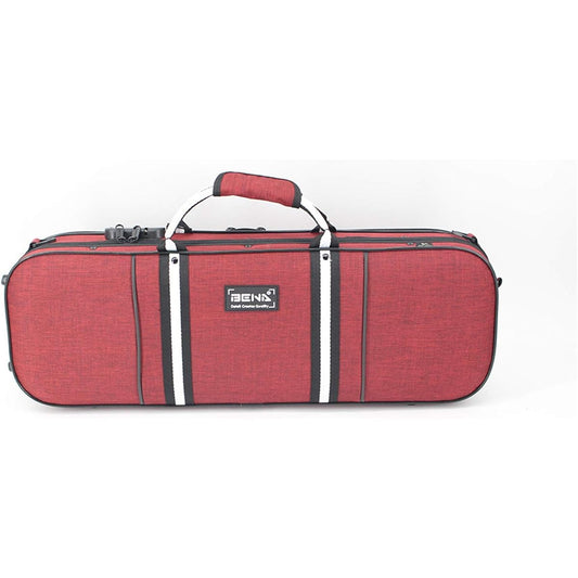 Violin Case Waterproof and Compressible Violin Case for Good Violin with Hygrometer Lightweight and Portable (Color: Red, Size: 1/4)