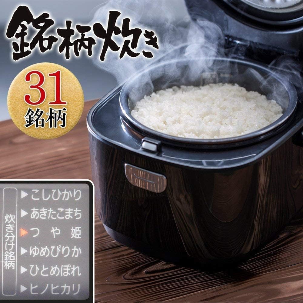 Iris Ohyama Rice Cooker, Microcomputer Type, 3 Cups, Extra Thick Copper Pot, with Brand-Cooking Function, Black, Smart Basic RC-MA30AZ-B