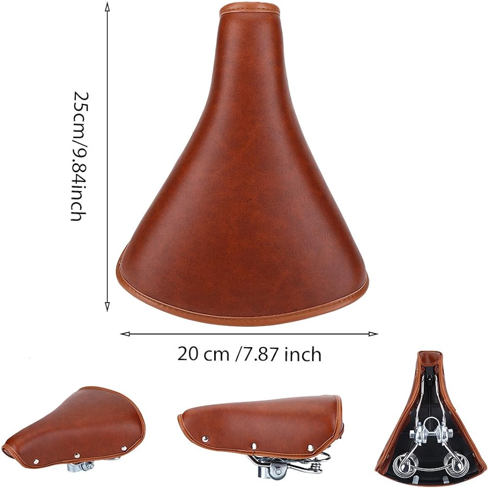 Alomejor Bicycle Saddle Seat, Soft, Shock Absorbing, Durable, PU Leather, Comfortable, Versatile, Stylish, Brown