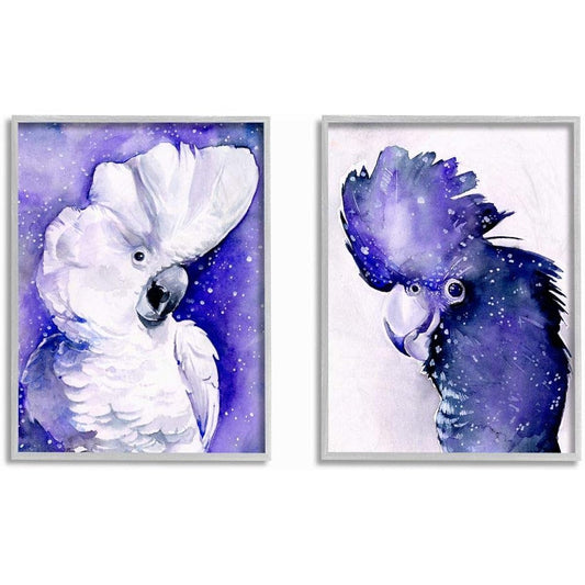 Stupell Industries Space Bird パープル Watercolor Animal Painting 2pc, each 16 x 20 a2-001_gff_2pc_16x20