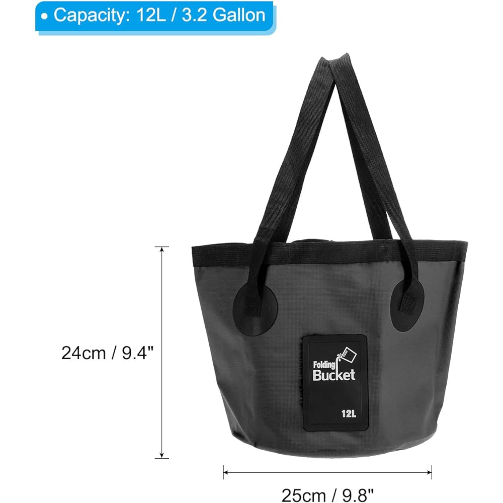 PATIKIL 3.2 Gallon 12L Collapsible Bucket Travel Portable Water Storage Container Foldable Foot Washer for Outdoor Travel Camping Fishing Black