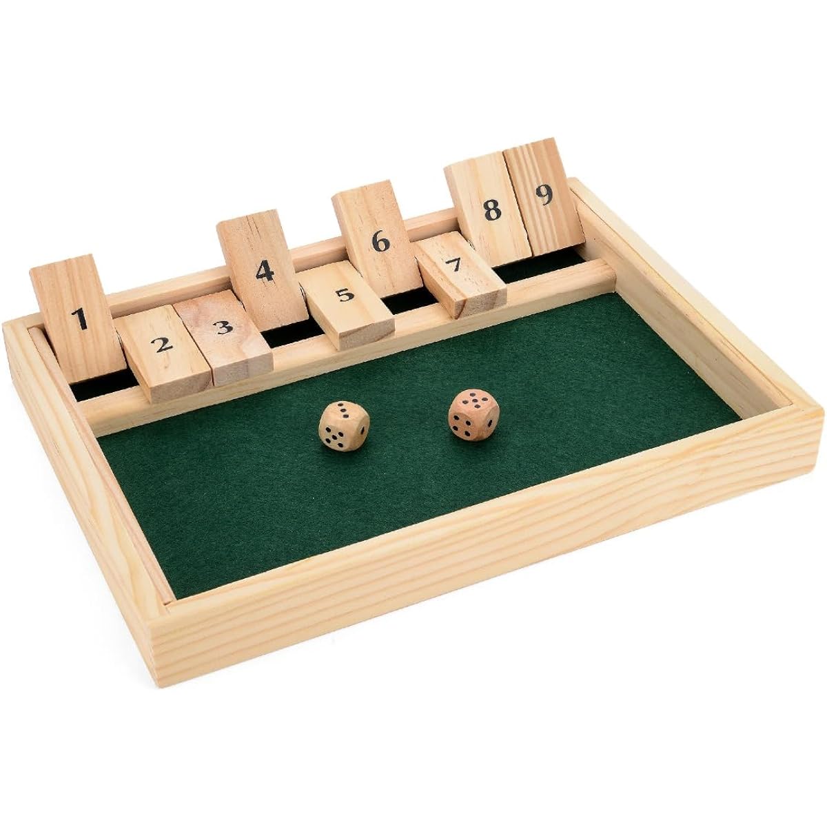 Shut the Box Game Wooden Board Dice Traditional Set Family Classic Toyrific