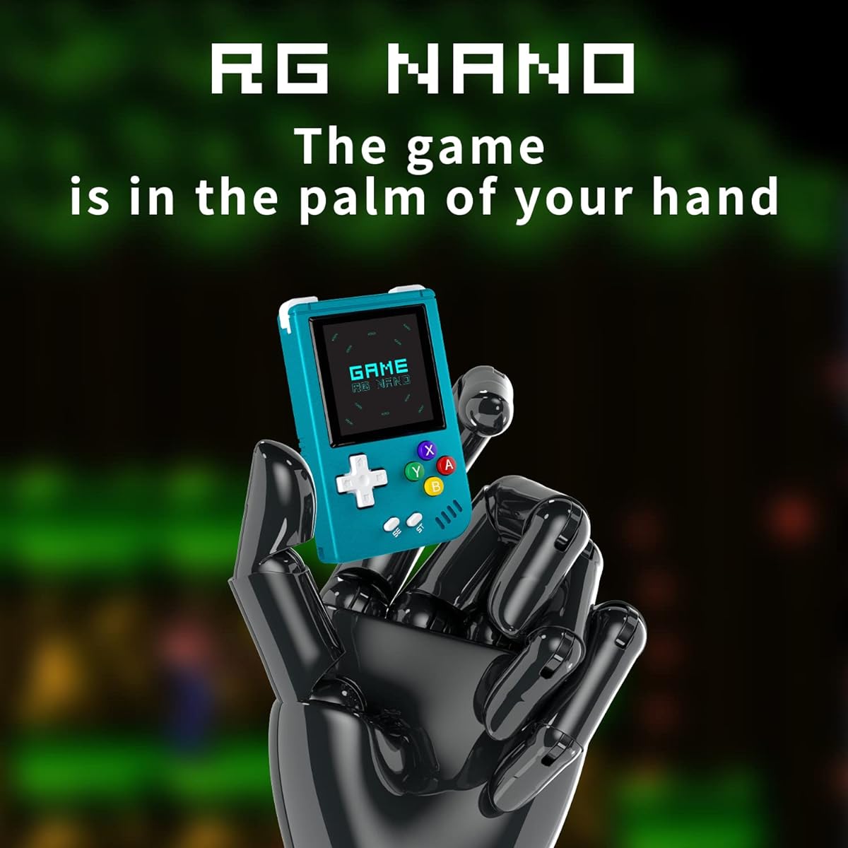 RG Nano Retro Handheld Game Console Aluminum Alloy CNC Support Clock Music Player Function 1.54 Inch IPS Screen 64G TF Card 5405 Games with Portable Bag (Blue)