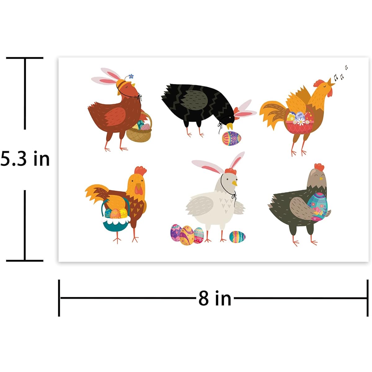 Leinessy Easter Chicken Holiday Card Funny Easter Greeting Card Cute Chicken Wearing Bunny Ears Easter Note Card