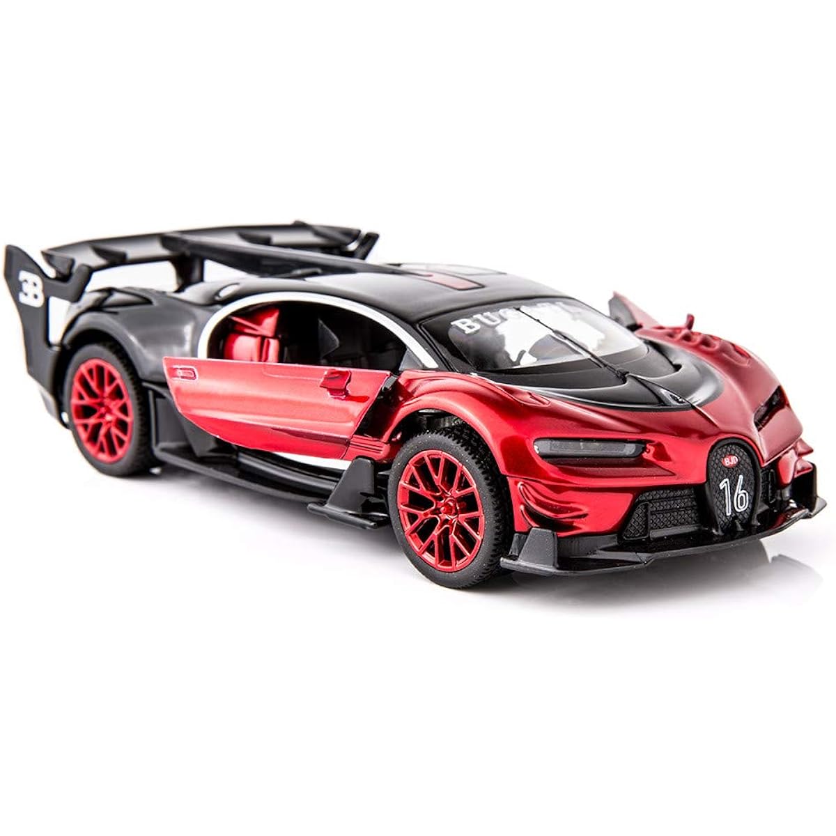 BDTCTK Bugatti Vision GT Supercar 1/32 Zinc Alloy Diecast Pull Back Car Model Toy with Sound and Light for Boys Girls Gift (Red)