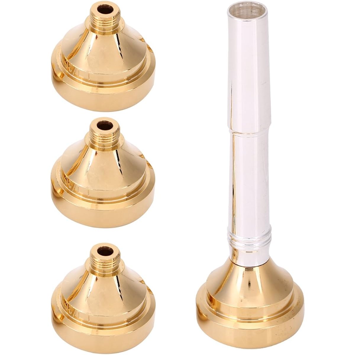 Brass Trumpet Mouthpiece Mouth Set with 1 1/2 C 3 C 5 C 7 C Gold Plated Mouthpiece Kit