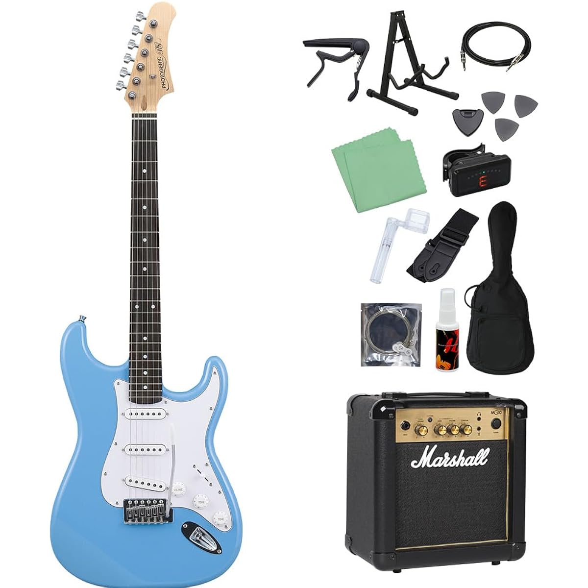 Photogenic ST-180 UBL Electric Guitar Beginner 14-piece Set [Includes MG10] Stratocaster Type Photogenic