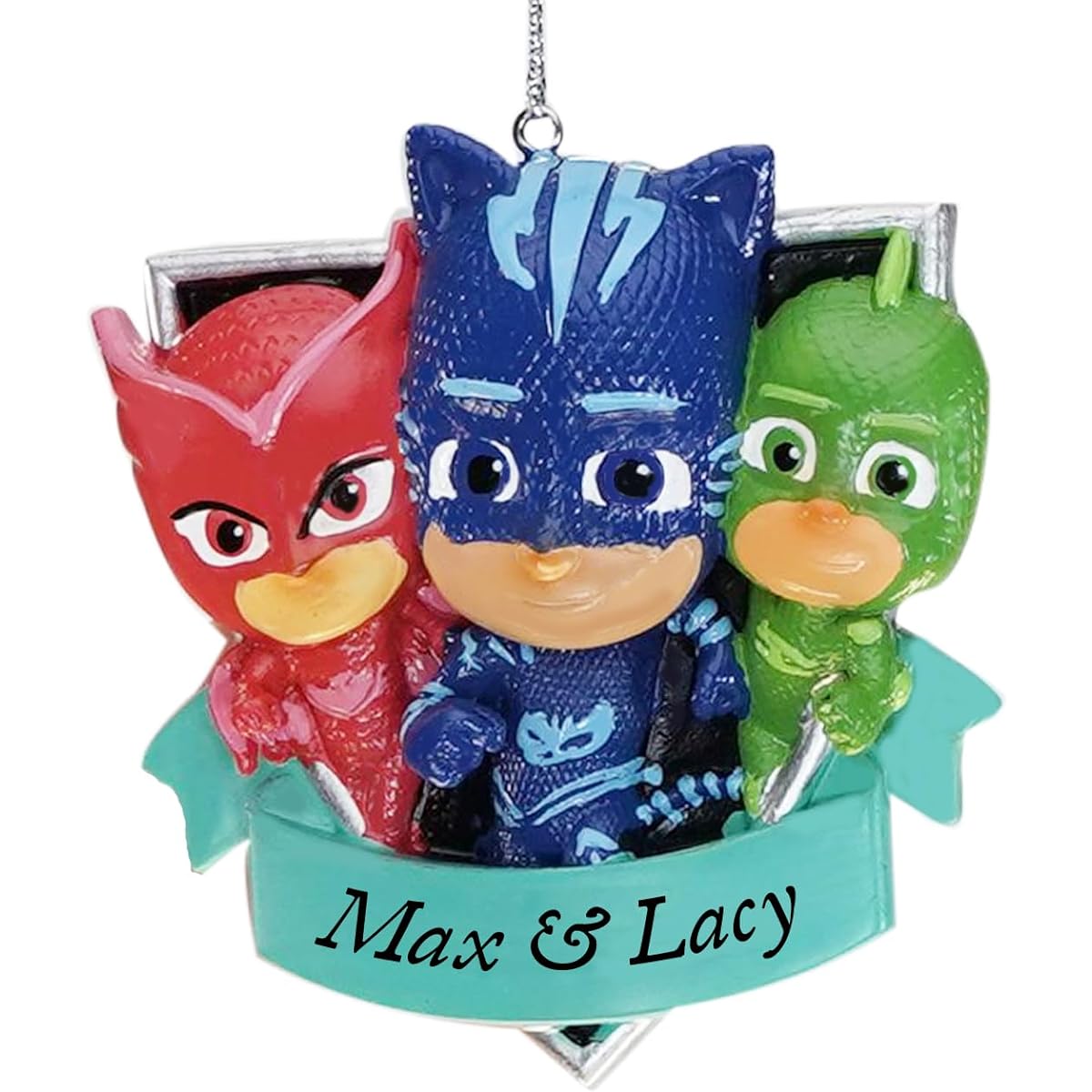 Personalized PJ Masks Character Christmas Ornaments - Superhero Trio Decorations Customizable Name
