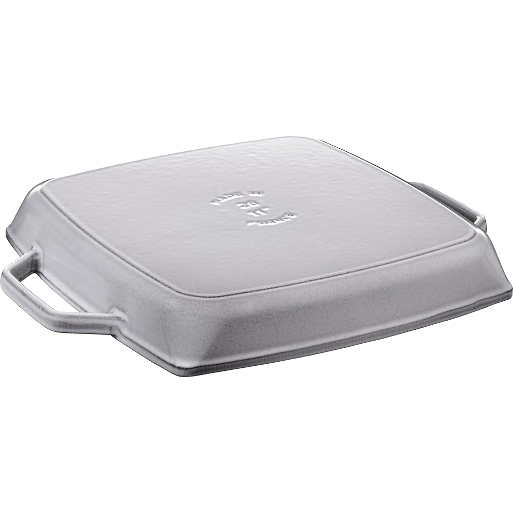 staub "Pure Grill Square Gray 28cm" Grill Pan Both Hands Cast Enamel IH Compatible [Authorized Japanese Product] Grill & Frying Pan 40511-684