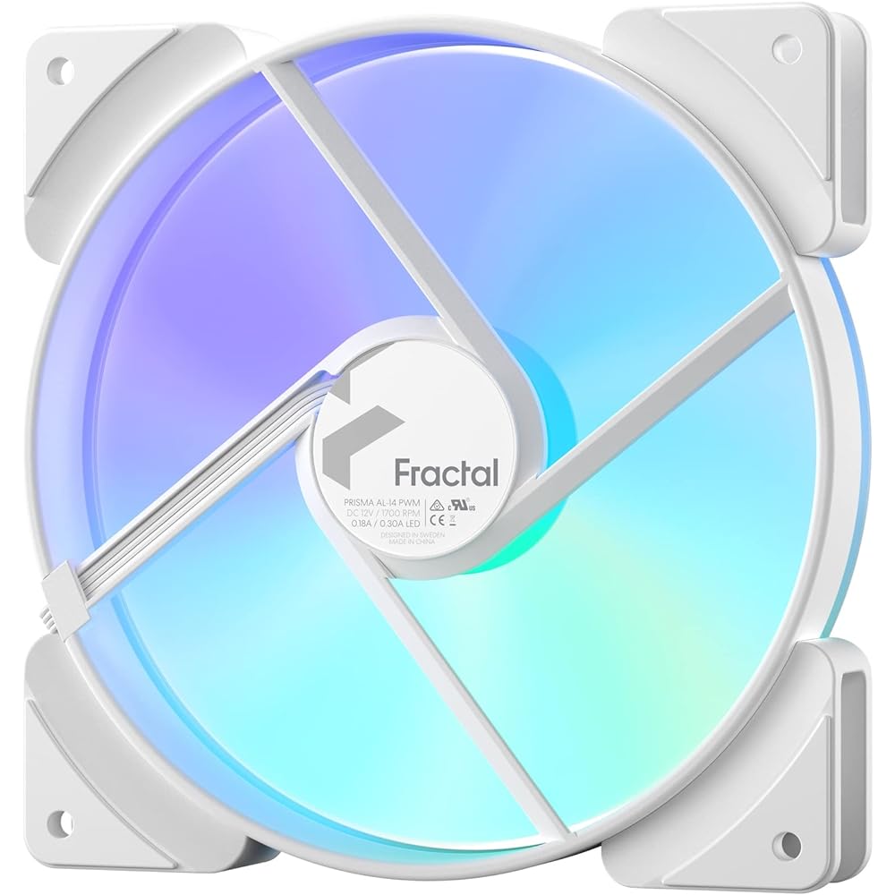 Fractal Design Prisma AL-14 PWM RGB White 140mm ARGB Compatible PC Case Fan FD-FAN-PRI-AL14-PWM-WT FN1751