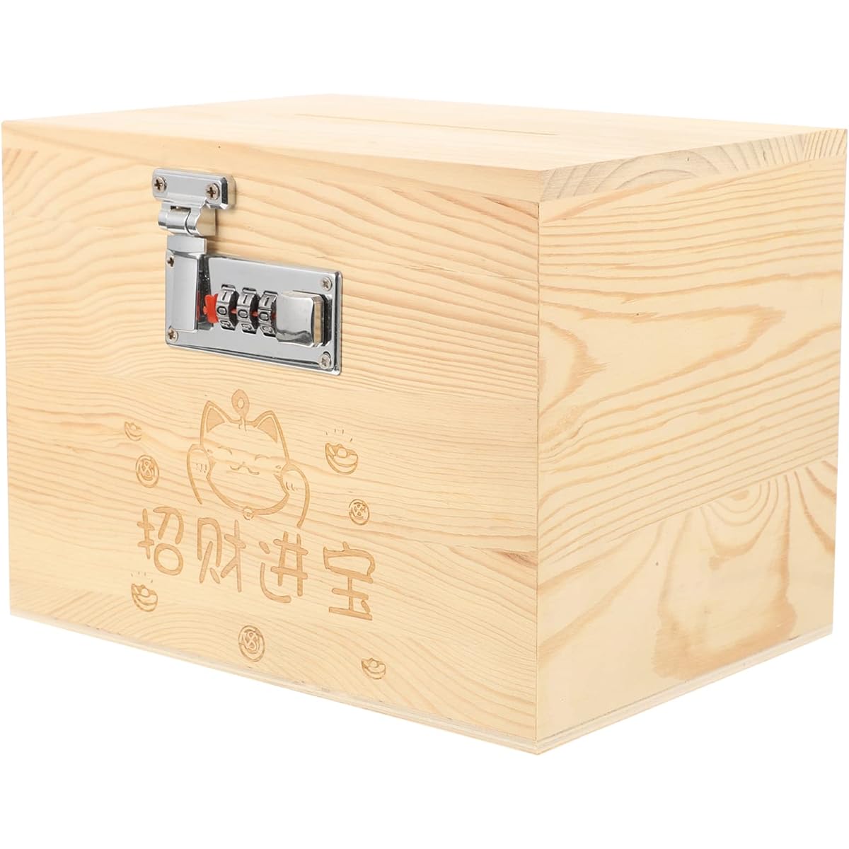Didiseaon Wooden Piggy Bank with Lock Money Case Password Wooden Savings Pot Treasure Trinket Storage Box Retro Treasure Chest Coin Bank for Kids