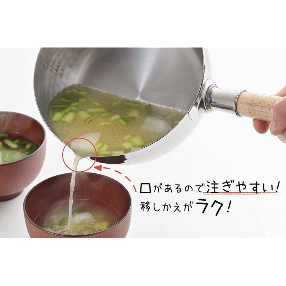 Yoshikawa Yukihira Pot 24cm Made in Japan Gas Fire/IH Compatible One Hand Pot Tsubame Sanjo Double Spout Milk Pan YJ3368