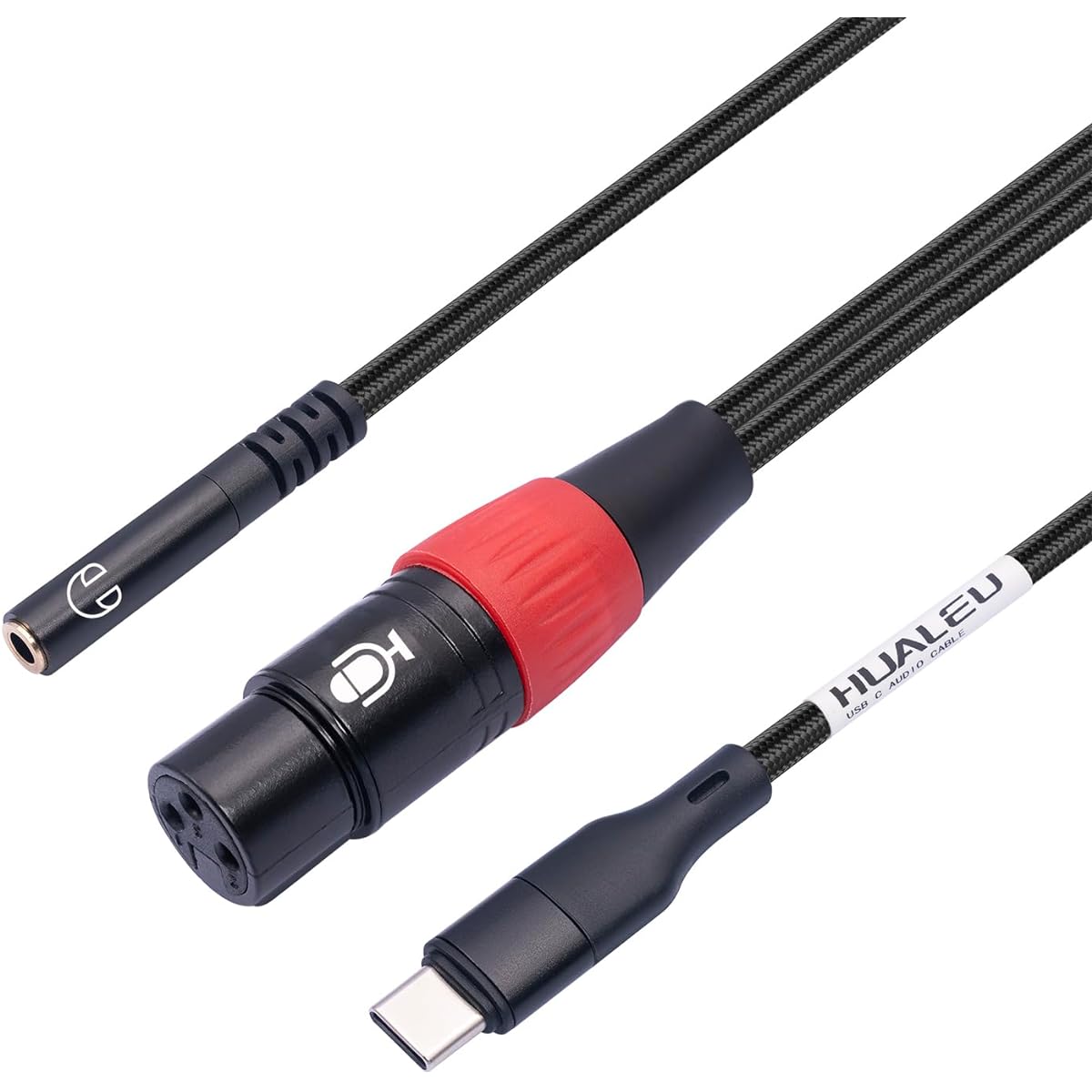HUALEU 10ft USB C to XLR Female Microphone Cable & 3.5mm (1/8 inch) Female Stereo Output Adapter USB C to 3.5mm Headphone Cable & XLR Female Mic Record Cable for Smartphone Tablet Laptop, NTY35X-30