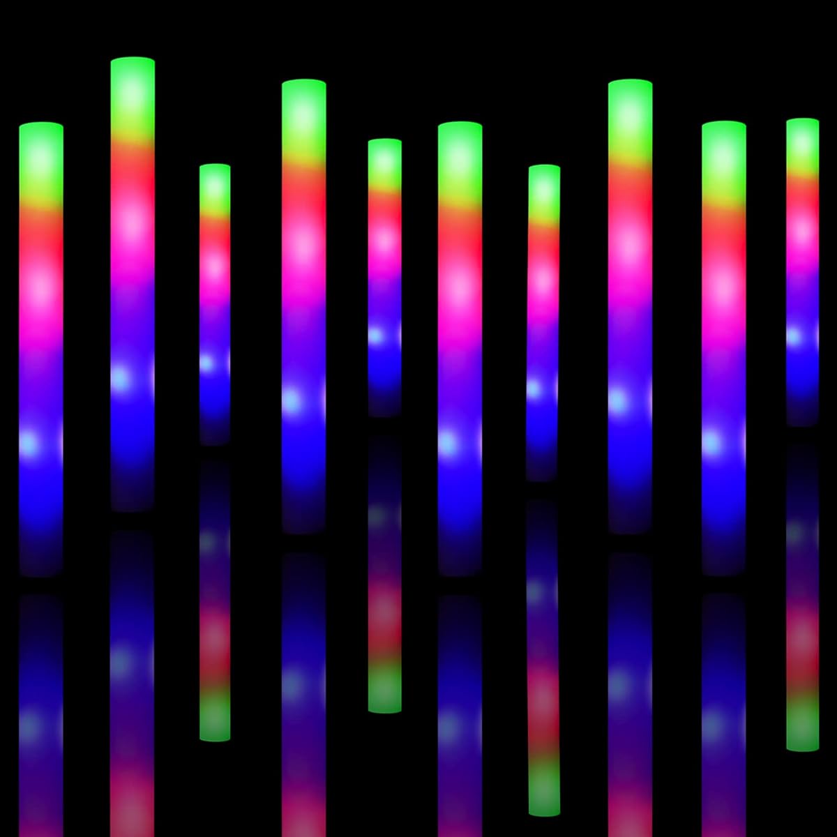 Bylaotrs Foam Glow Sticks Bulk 60 Pack 3 Modes Flashing LED Light Sticks Glow in the Dark Party Supplies Light Up Toys for Parties Weddings Birthdays Concerts Christmas Halloween