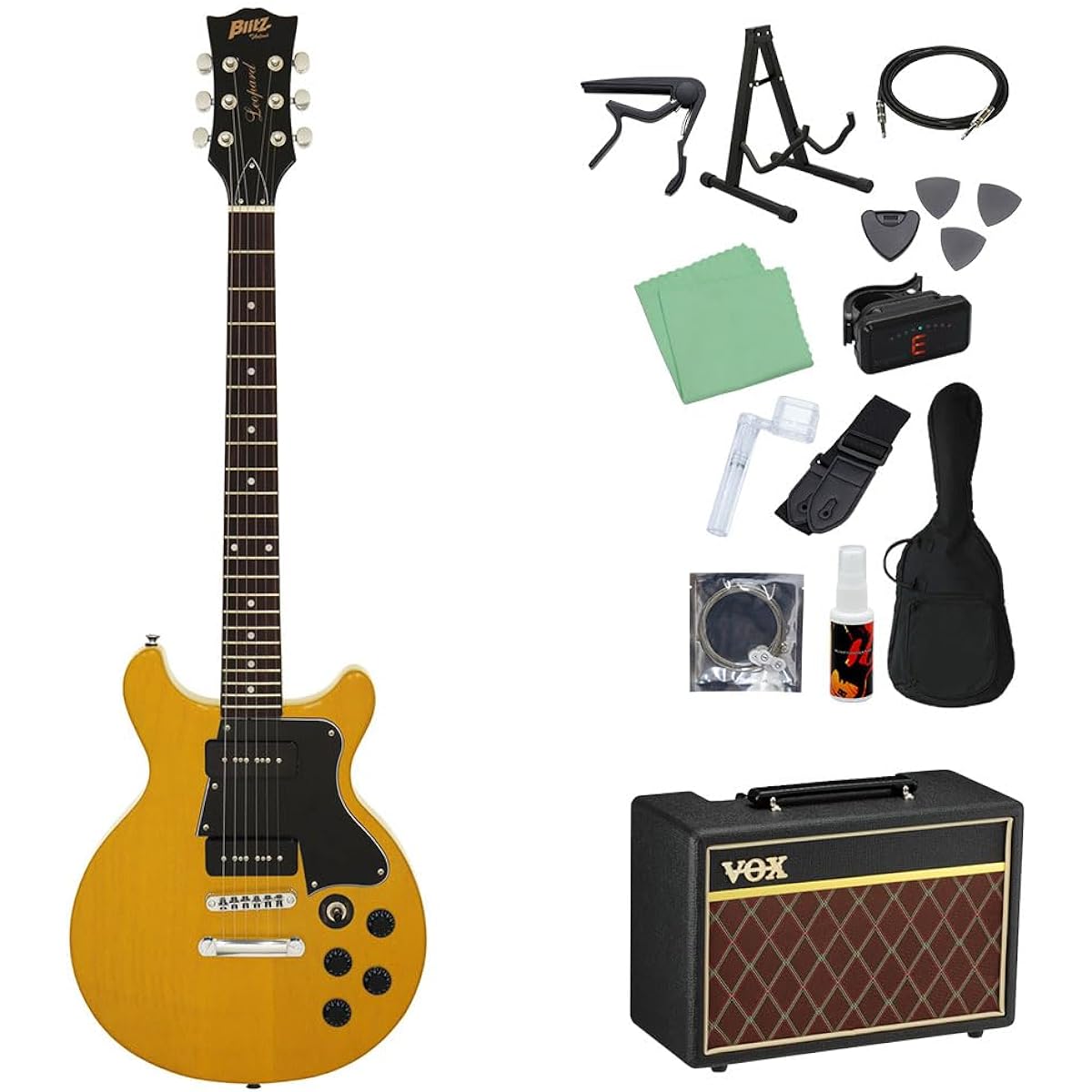 Blitz by AriaProII BLP-SPL/DC Electric Guitar Beginner 14-piece Set [With VOX Amplifier] YL Les Paul Special Type Double Cutaway Blitz