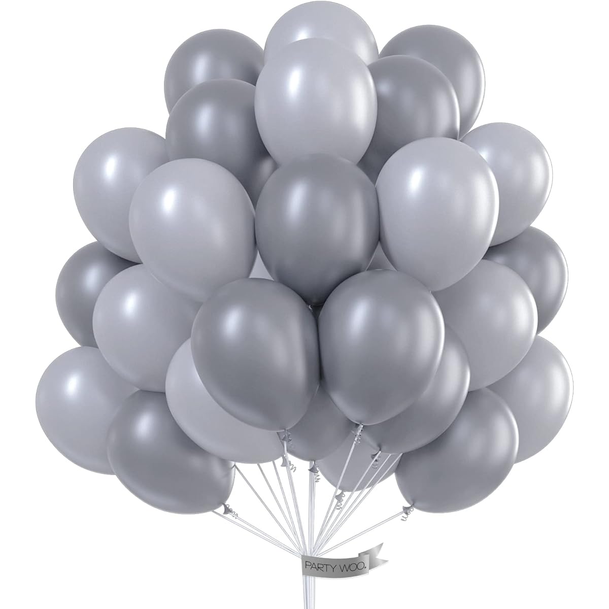 PartyWoo Balloons Grey, 60 pcs 2-tone Grey Balloons, Deep Grey Balloons, Grey Balloons, Pastel Balloons, Birthday Decorations, Birthday Decorations, Grey Wedding Balloons, Wedding, Birthday Decorations for Boys