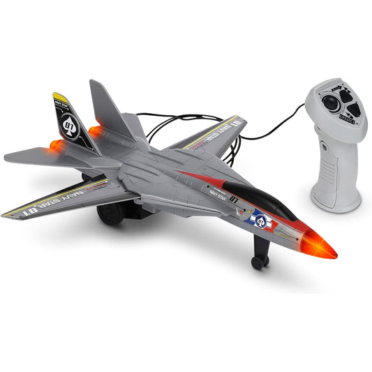 Playkidiz Wired Remote Control Plane with Lights & Sounds - Navy Star Airplane Toy with 43" Wire - Great for Ages 3+, Toddlers