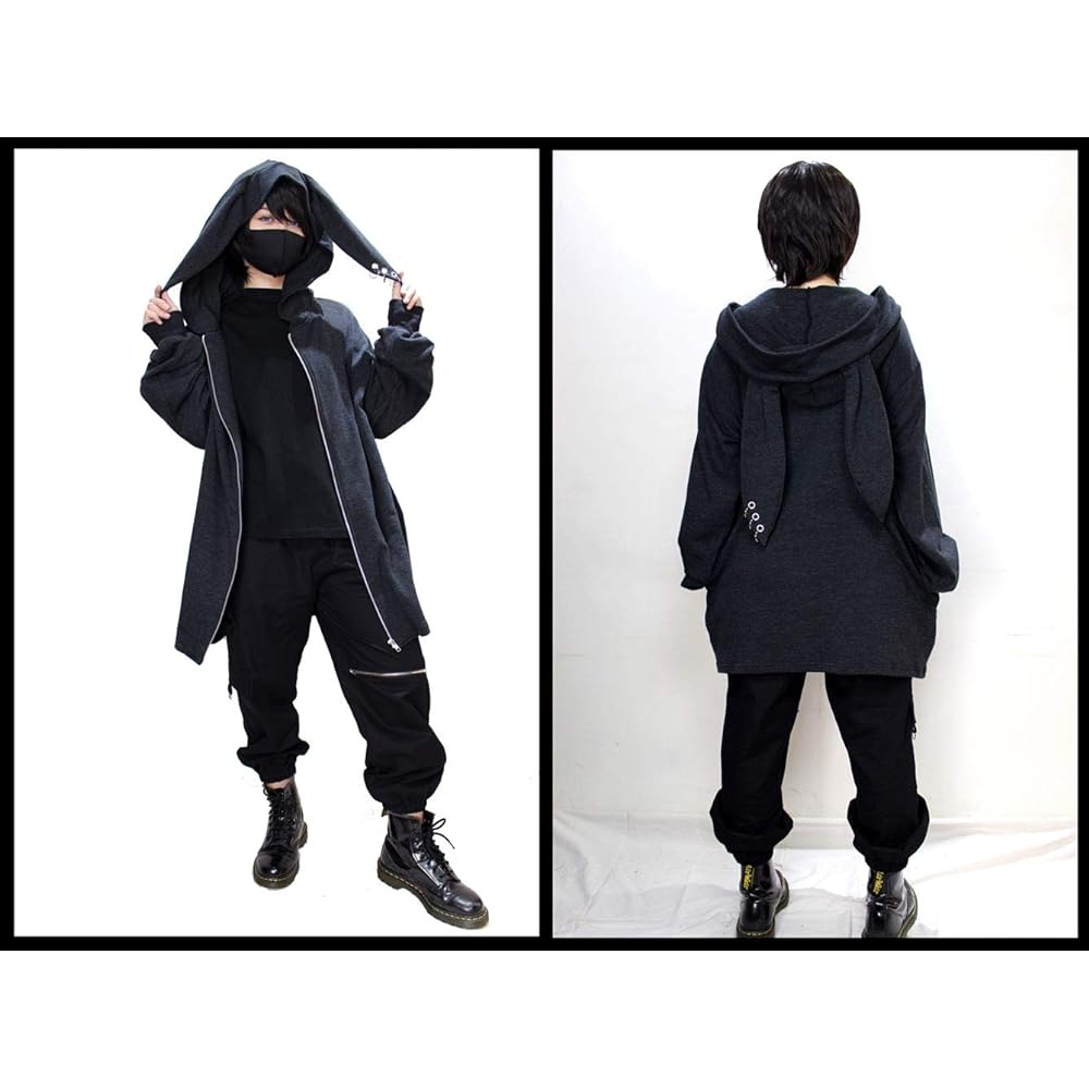 [ROSEATE] Rabbit Ears with Earrings † Soft Zip Parka Roseate Thin Long Length Made in Japan Men's Women's Rabbit