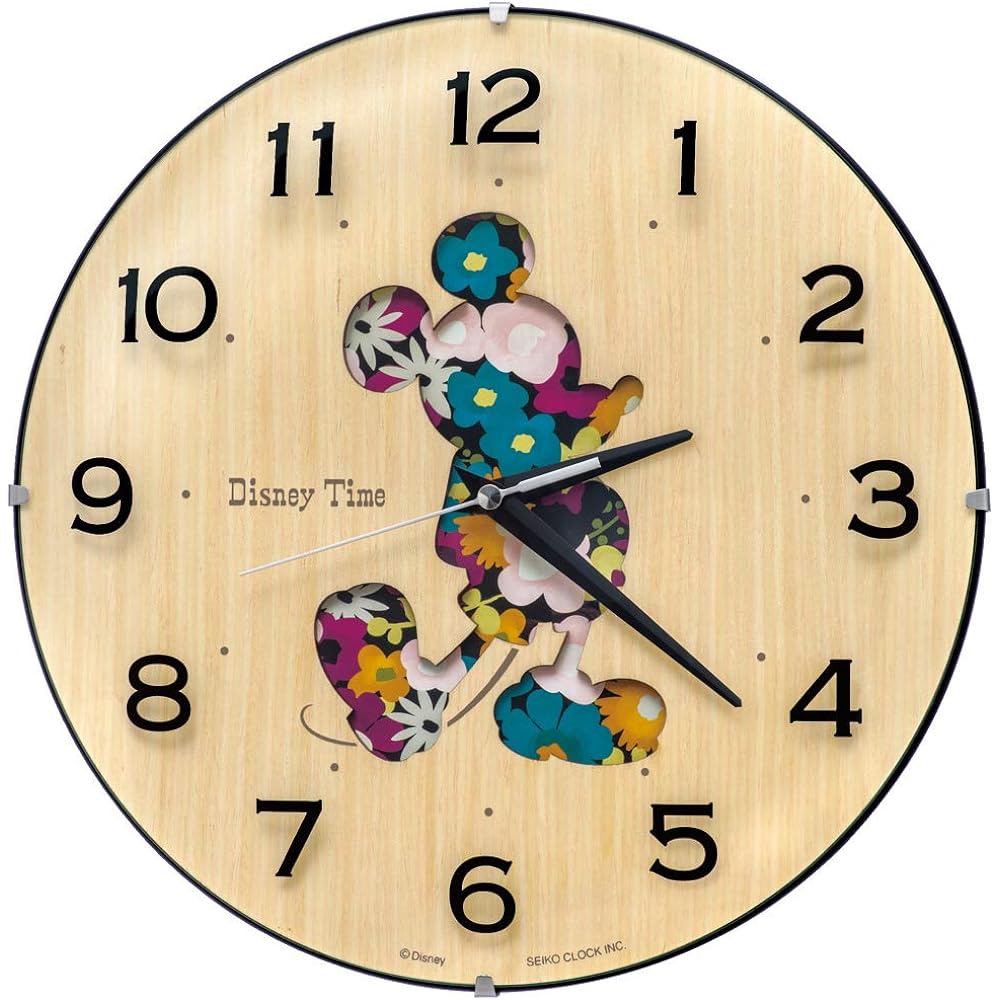 Seiko Clock Wall Clock Character Disney Mickey Mouse Analog Mickey & Friends Disney Time Natural Colored Wood Body Size: 30.1 x 30.1 x 4.7cm FW586B
