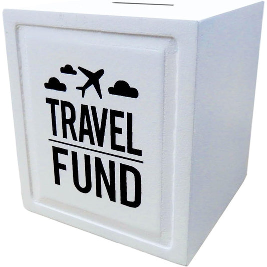 "Travel Fund" Piggy Bank - Wedding and Travel Gift Ideas - Money Box - House Warming and Retirement Gifts for Travellers