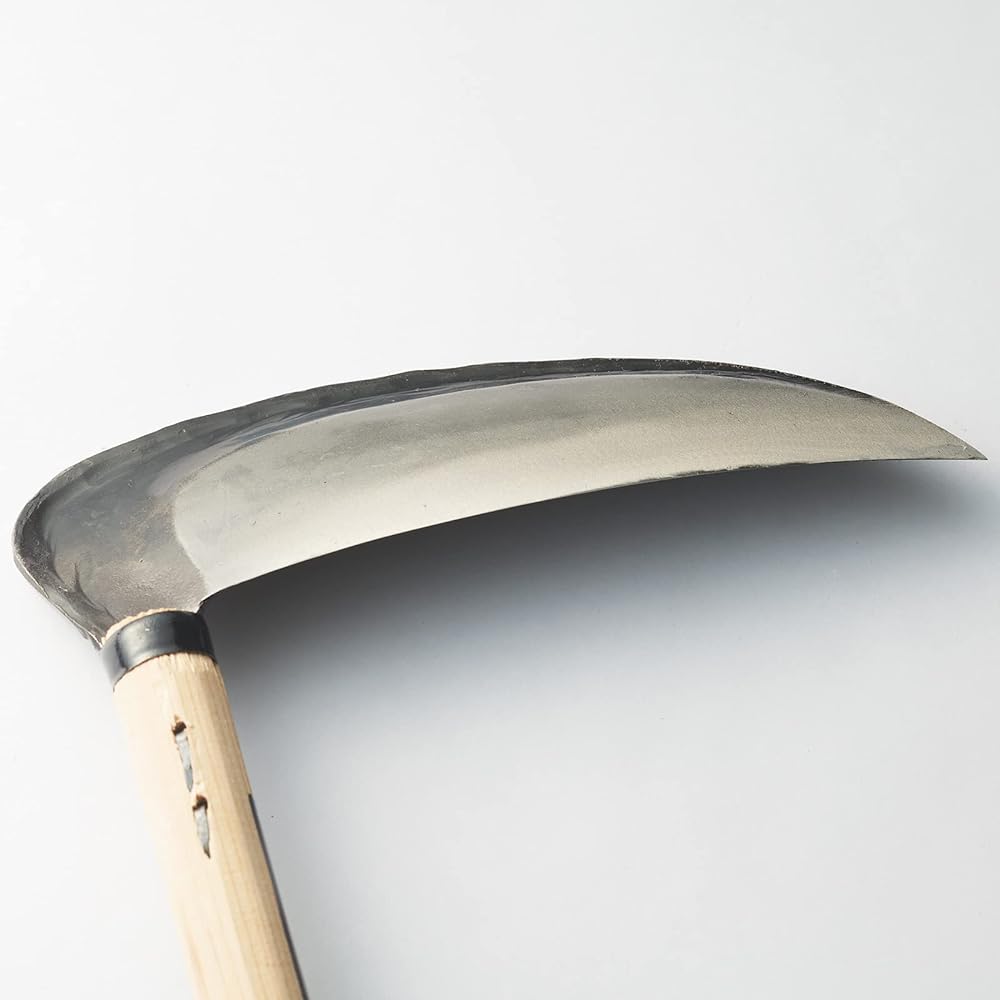 Geely Yonezawa-shaped sickle, thin blade, handmade, 210mm, with 5 handles, domestically made, made in Japan, artisans, hand-hammered, forged, for mowing, durable, lightweight, for weeds and soft grass, Tohoku