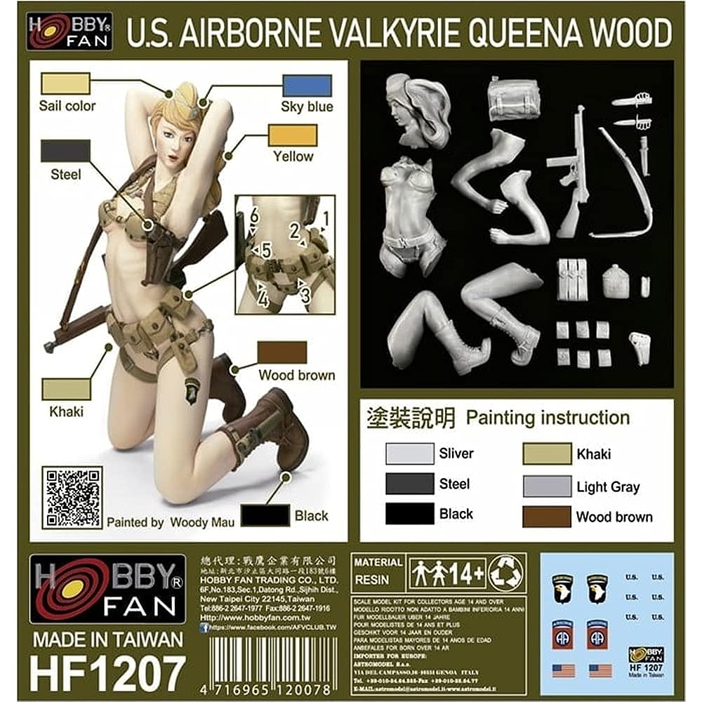 Hobby Fan 1/12 US Army 101st Airborne Division Valkyrie Queena Wood Resin Kit HF1207
