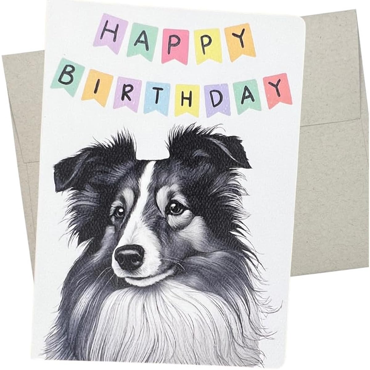 Sheltie Birthday Card Dog Birthday Card (1 Premium Folded Card, Blank Inside, 5" x 7") Shetland Sheepdog Birthday Card for Men and Women - 479