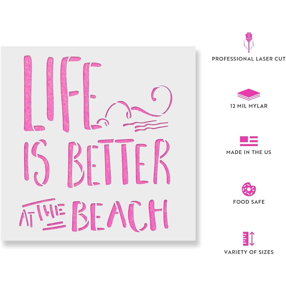 Life is Better Beach Stencil Reusable Paint Stencil DIY Life is Better Beach Home Decor