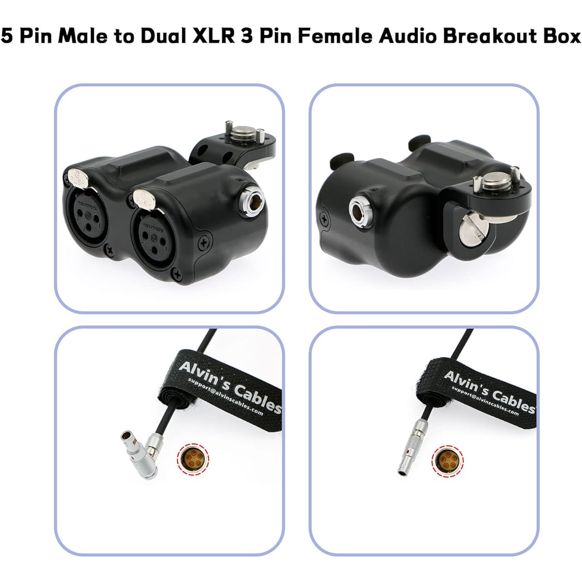 Alvin's Cables RED DSMC3 5 Pin to Dual XLR Adapter for RED V-Raptor| ARRI Alexa| Z-CAM-E2 Camera 5 Pin Male to XLR 3 Pin Female Audio Breakout Box