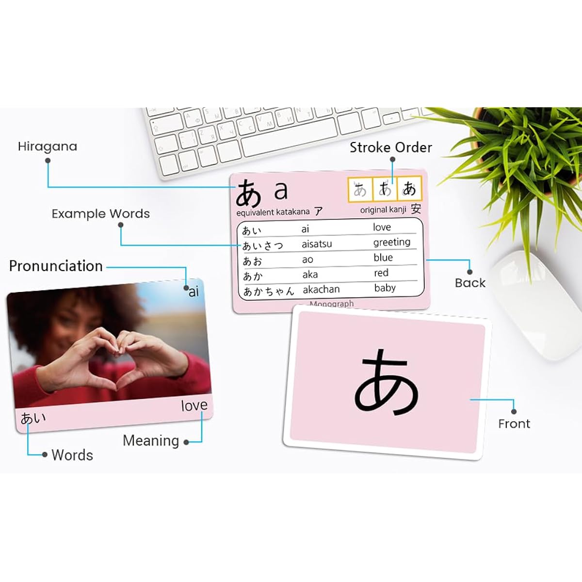 Spedemy Hiragana Flashcards - 266 Japanese Vocabulary Flashcards with Chart - Colorful Photo Cards Hiragana Words Meaning Pronunciation - Alphabet Flashcards for Learning Japanese