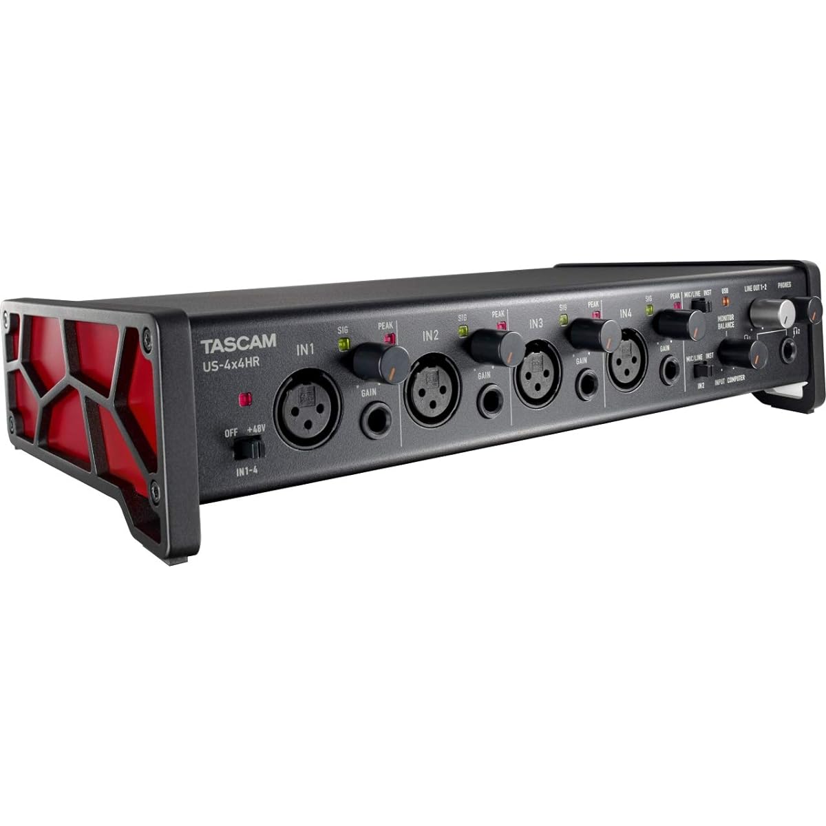TASCAM US-4X4HR 4Mic, 4IN/4OUT 24bit/192kHz High Resolution USB Audio/MIDI Interface Youtube Music Production Live Streaming DTM