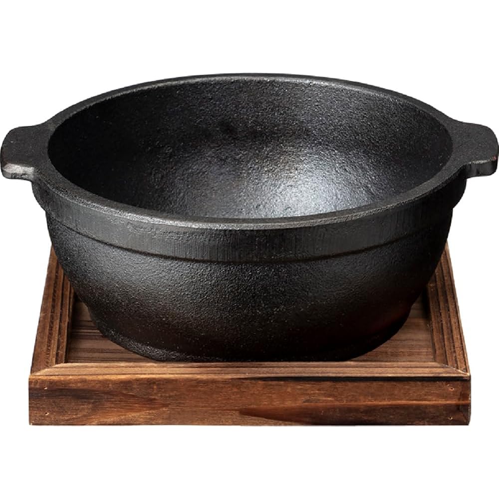 Ishigaki Bibimbap Pot Iron Casting 18cm Gas Fire IH Compatible Bundle with Floor Plate Made in Japan Case Sold Set of 8