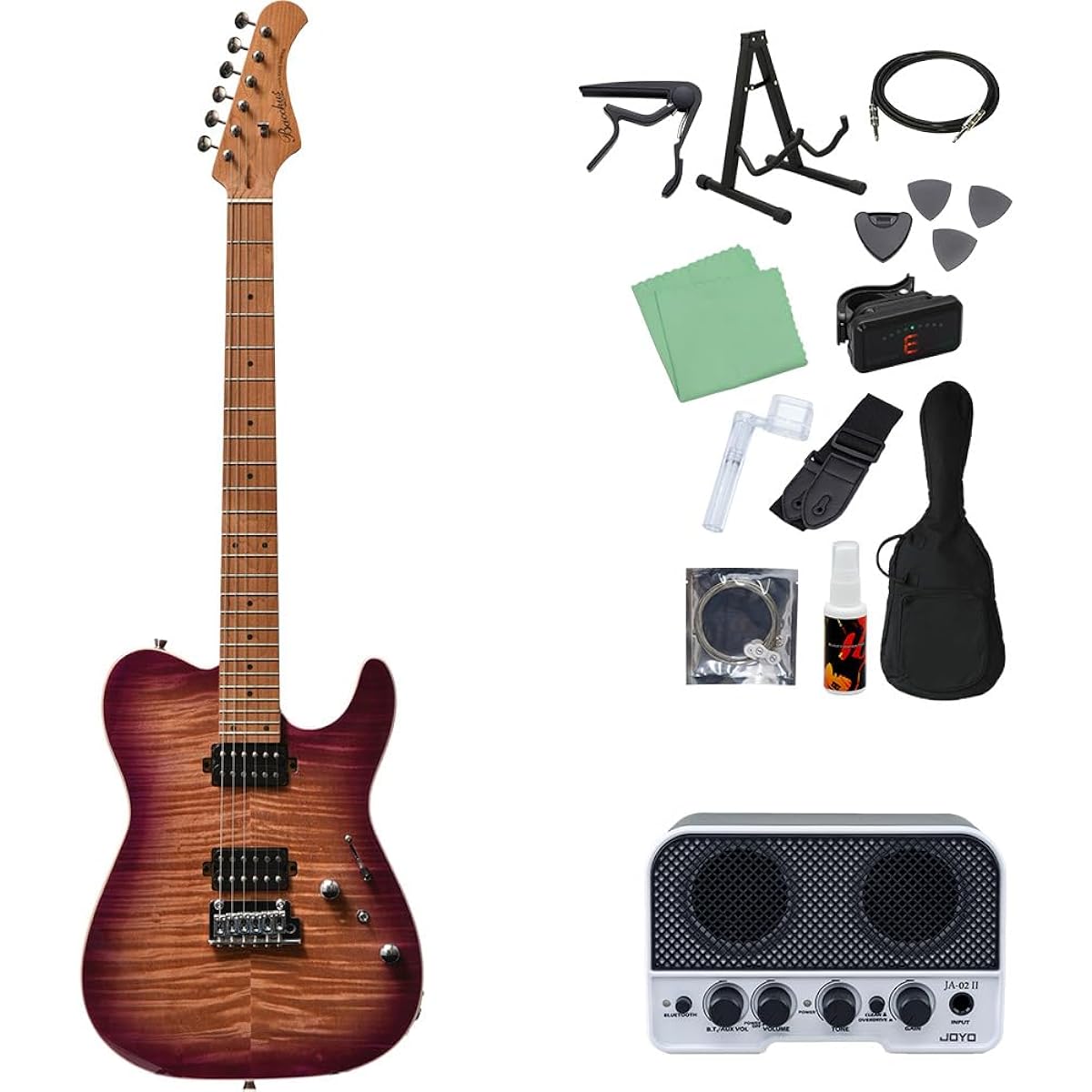 Bacchus TAC24 FMH-RSM/M N-MGT-B Electric Guitar Beginner 14-piece Set [Includes Bluetooth Mini Amplifier] Telecaster Type Universe Series Bacchus
