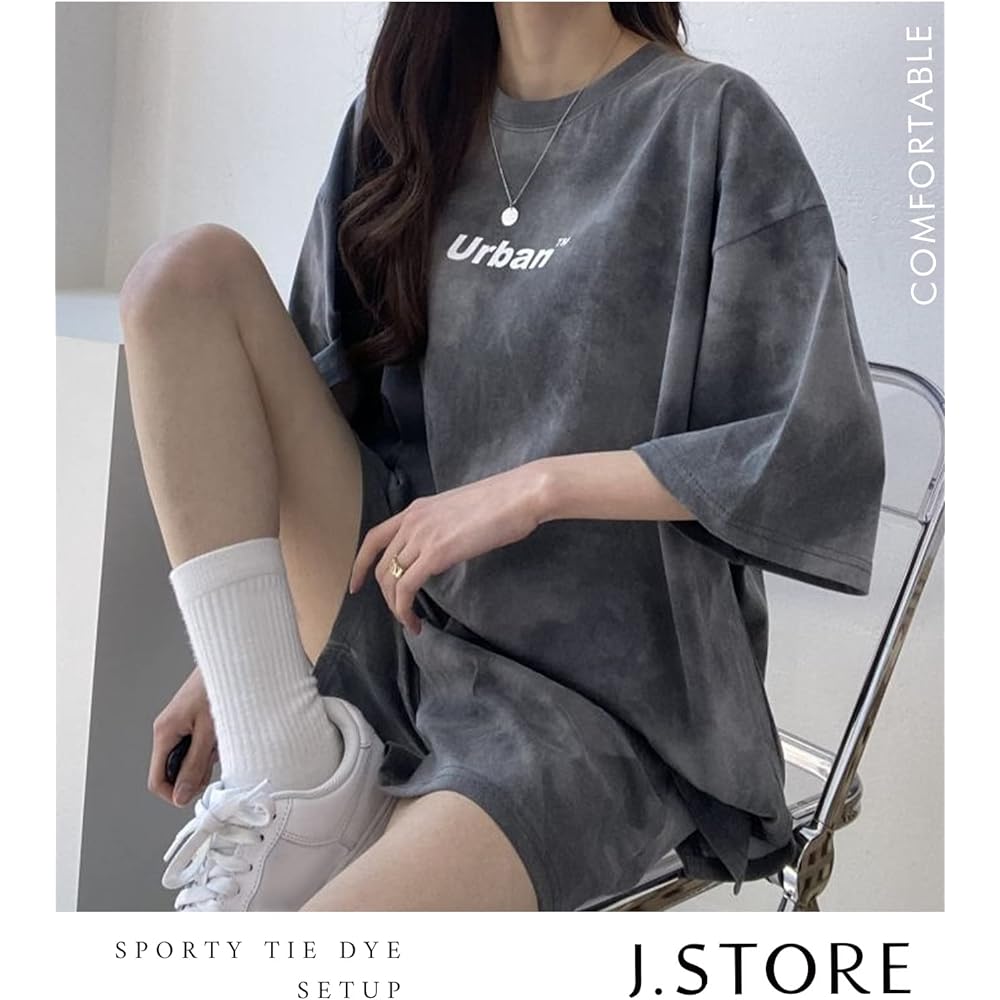 [J.STORE] Setup Women's Spring Summer Short Sleeve T-shirt Top and Bottom Set Simple One Point Logo Tops Half Pants Set Sportswear