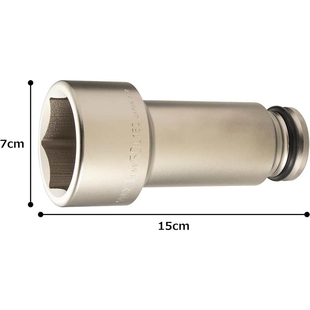 TONE Ultra-long impact socket (hexagonal) HP6NV-50L150 Drive angle 19.0mm (3/4") Width across flats 50mm