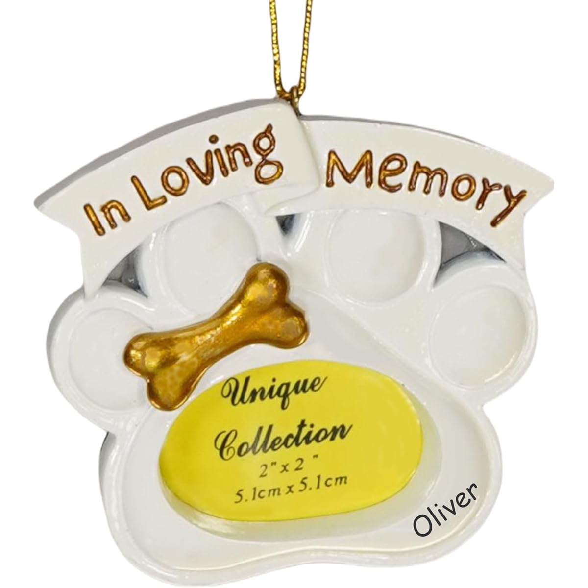 Loving Memory Pet Memorial Christmas Ornament Photo Yellow