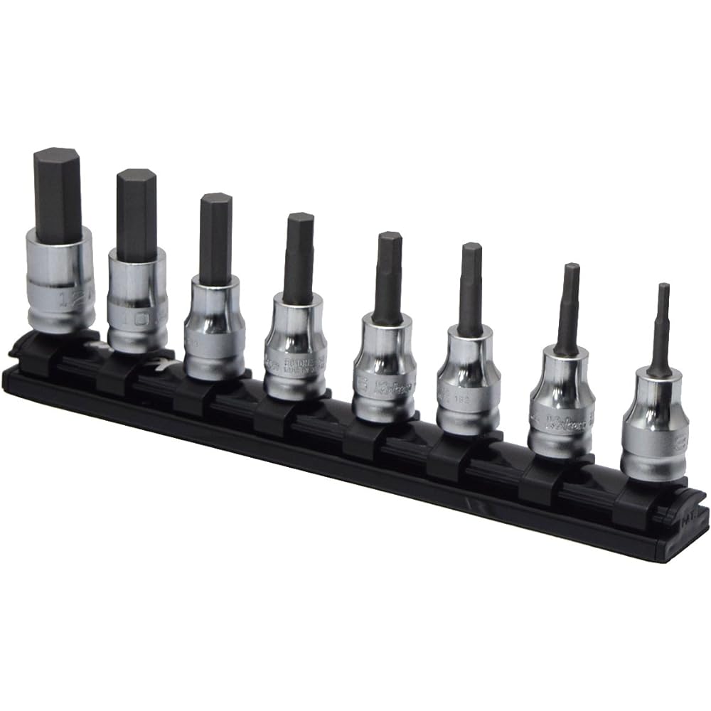 Yamashita Industrial Research Institute Koken Z-EAL 3/8(9.5mm)SQ. Hex bit socket rail set Total length 50mm 8 piece set RS3010MZ/8-L50