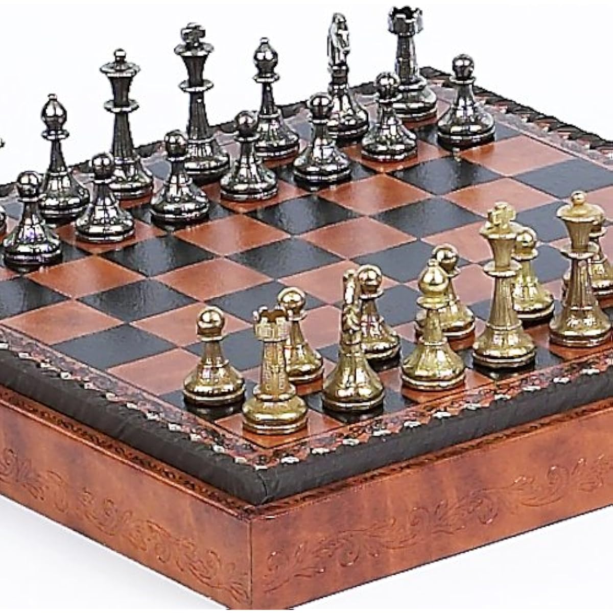 Bello Games Collezioni - Stefano Junior Chessmen and Marcello Cabinet/Board Made in Italy + 2 Extra Queens