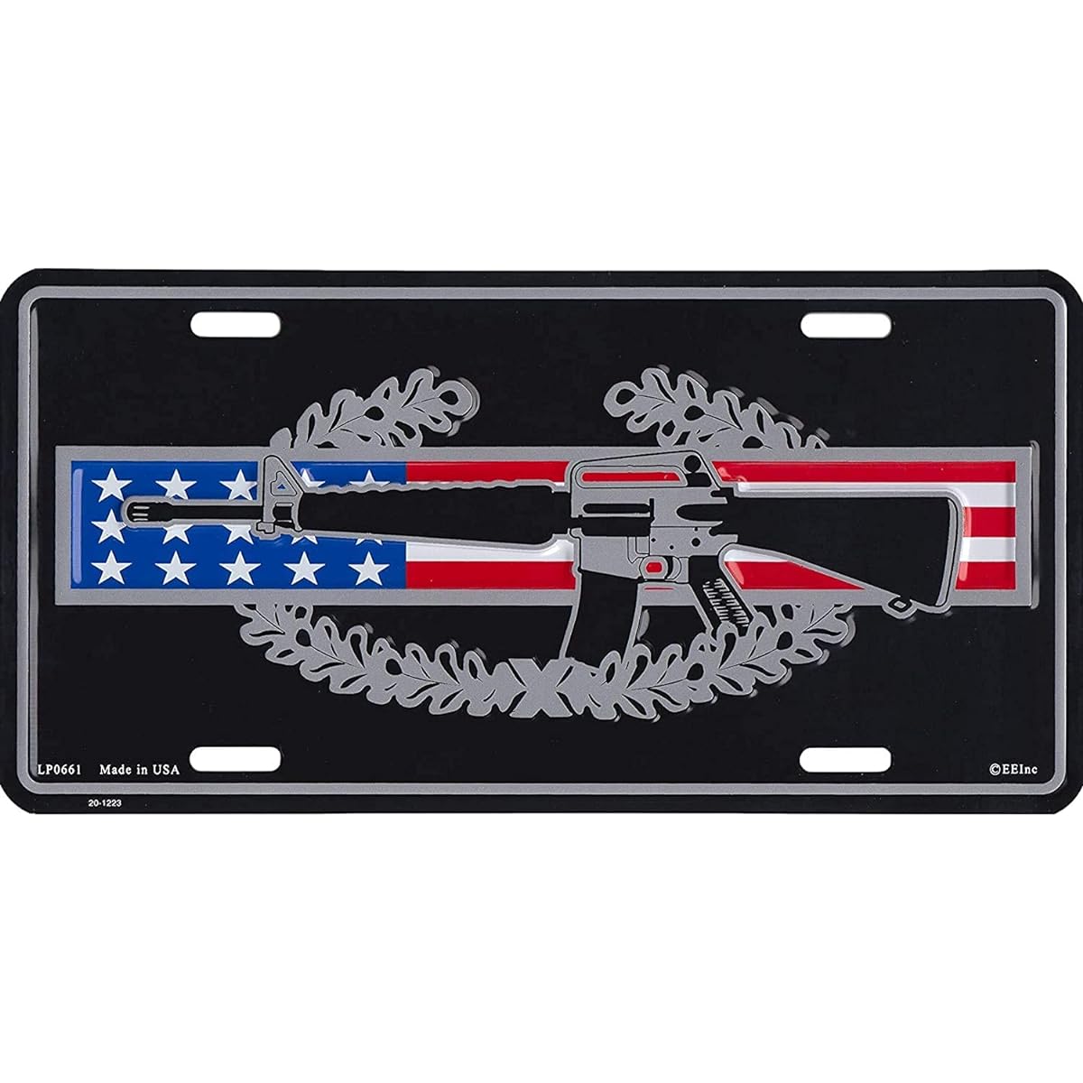 Artisan's Owl US Army Combat Infantryman Badge Automotive Metal License Plate with Fastener Screws