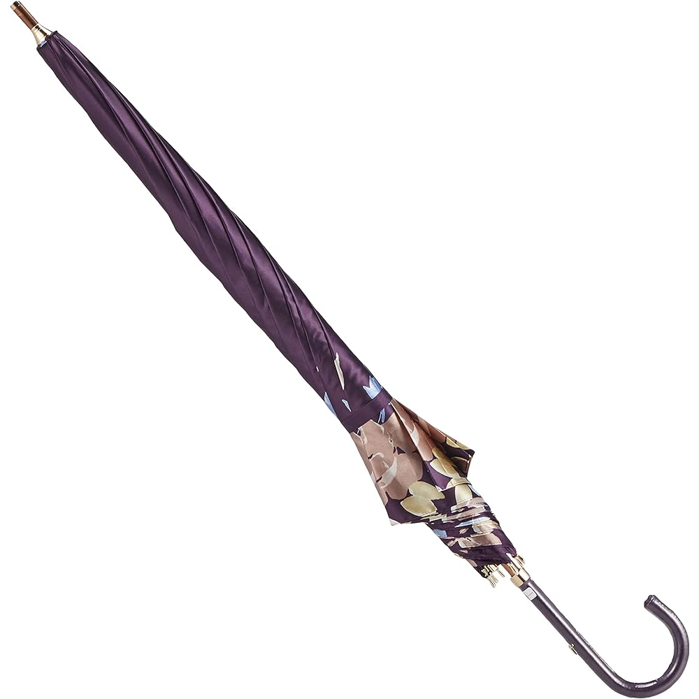 [Lanvin Collection] MOONBAT LANVIN COLLECTION Satin Print Floral Pattern Long Umbrella Umbrella Jump Umbrella Made in Japan Women's Gift Present 21-083-10749-00-85-60 Dark Purple Outer Rib Length: Approx. 60cm