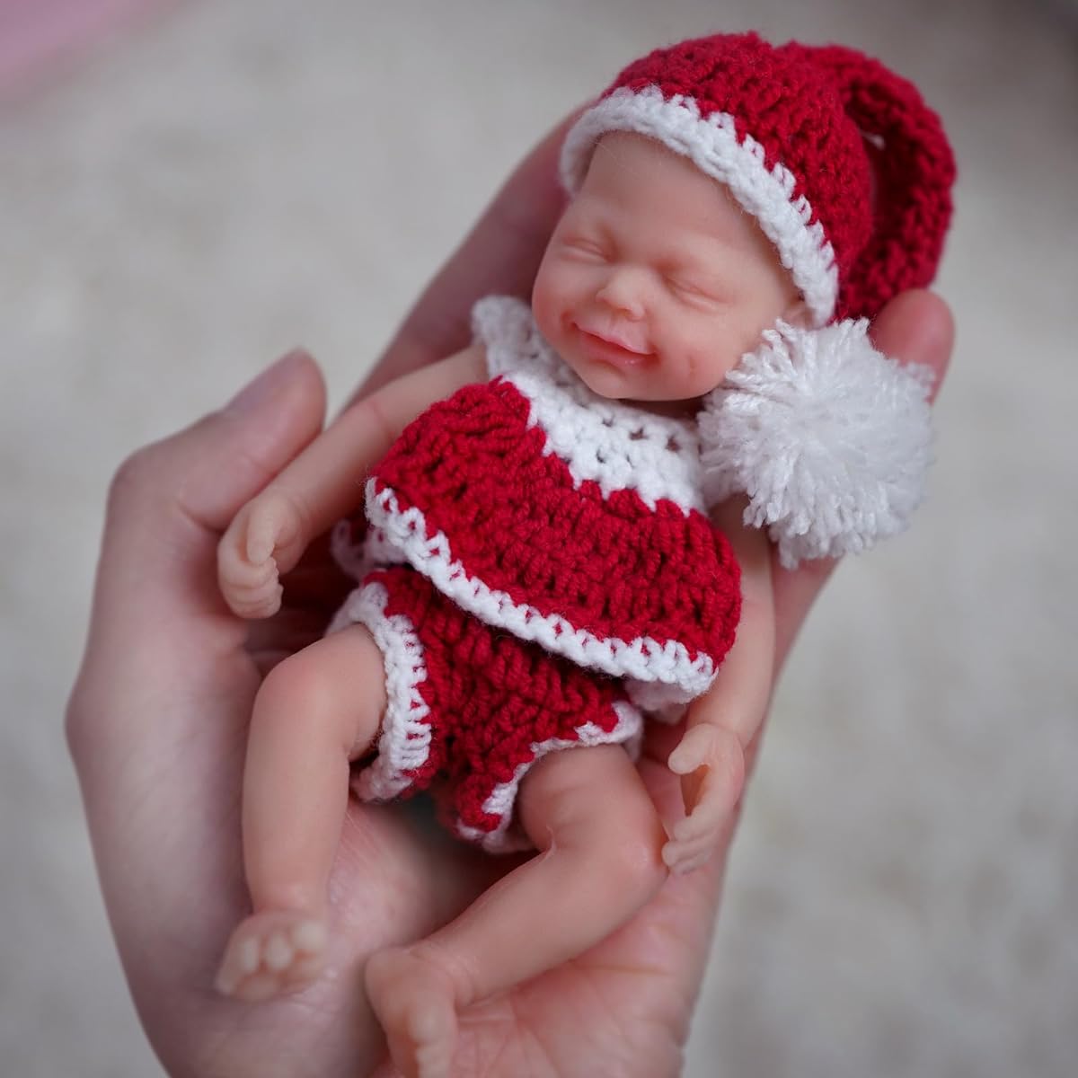 Mire & Mire 4.5 Inch Miniature Sleeping Full Silicone Mini Baby Doll with Nursing Accessories, Lifelike Baby Doll, Soft and Realistic Baby Doll for Christmas New Year Gift