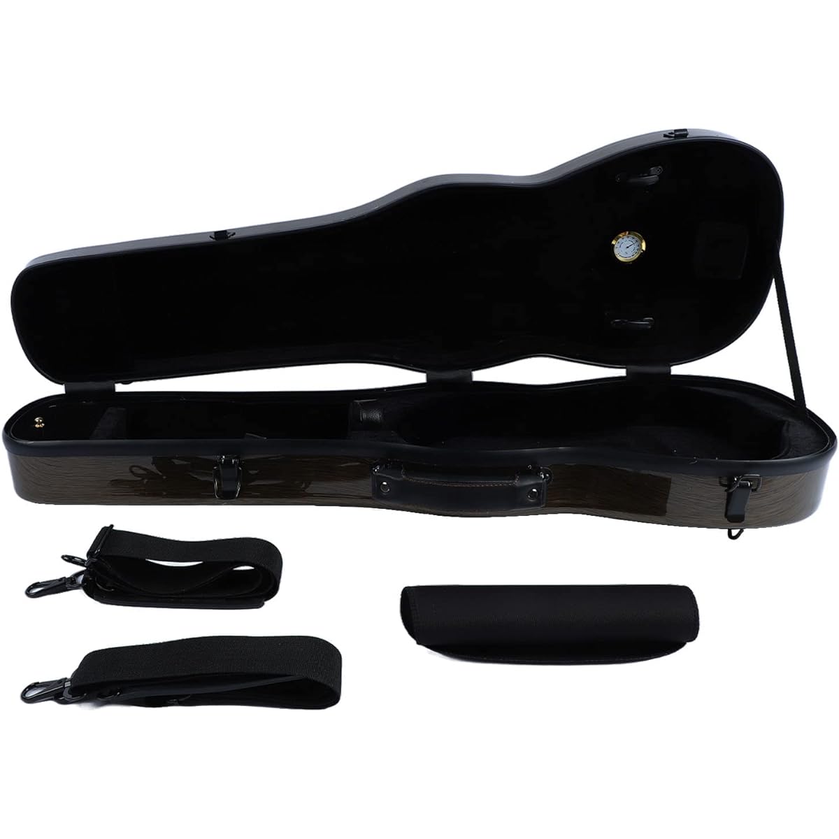 Violin Hard Case Standard Size Violin Case Thick Lining 2 Delicate Carbon Fiber Strips (Coffee)