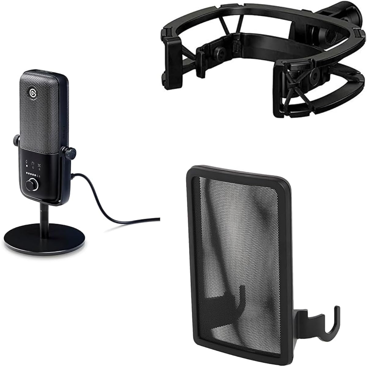 [Bundle Purchase] Wave:3 Premium USB Condenser Microphone for Streaming/Podcasting/Gaming/Working from Home Includes Anti-Vibration Suspension Shock Mount, Anti-Rip Noise Pop Filter, and Free Mixer Software Compatible with Mac/PC Plug and Play